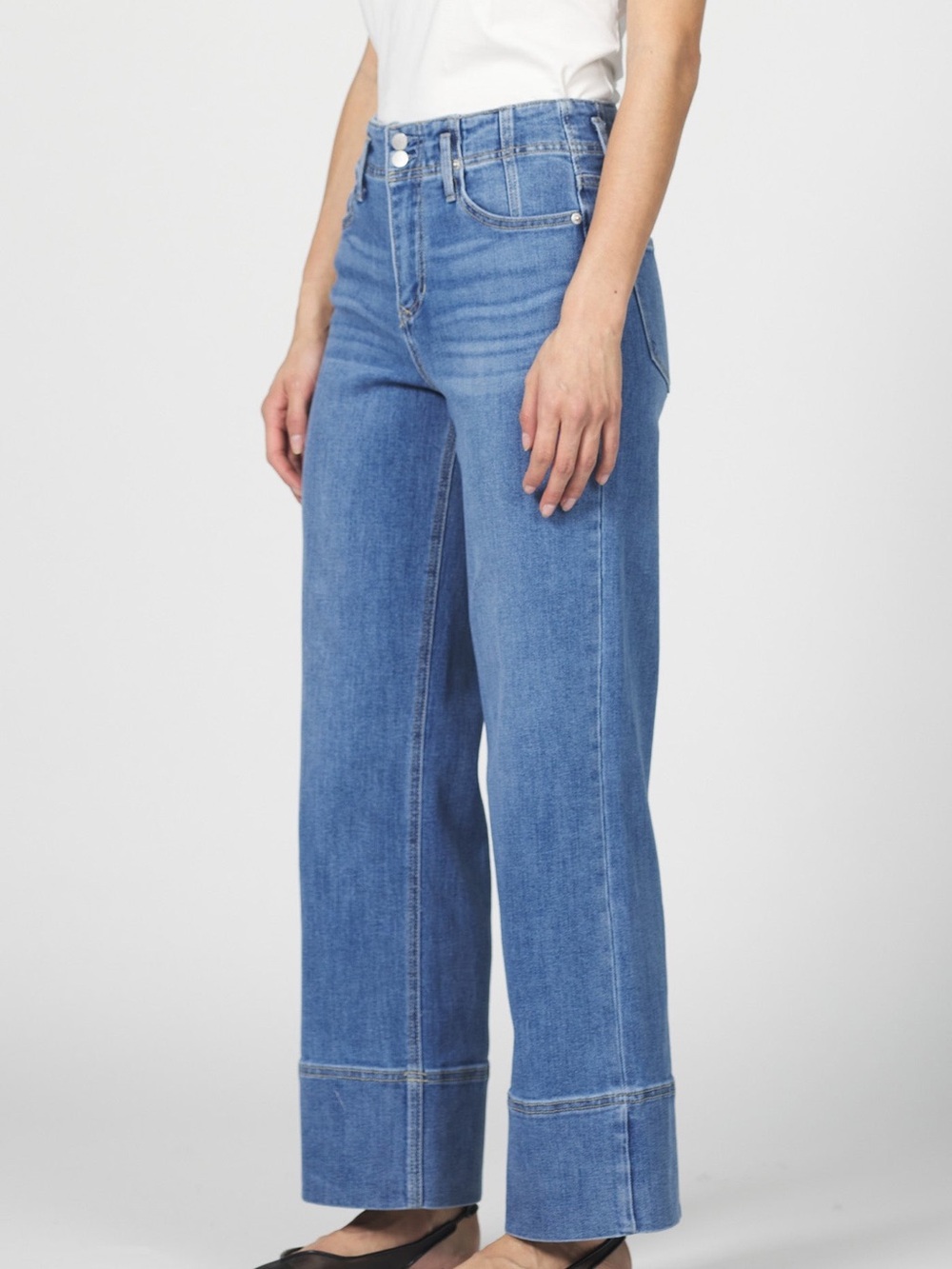 Dear John Holly High Rise Cuffed Straight Wide Leg Jeans Sz 32 NWOT Medium Wash